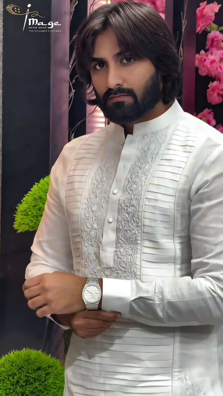 White Embroidered Sherwani - Image 2