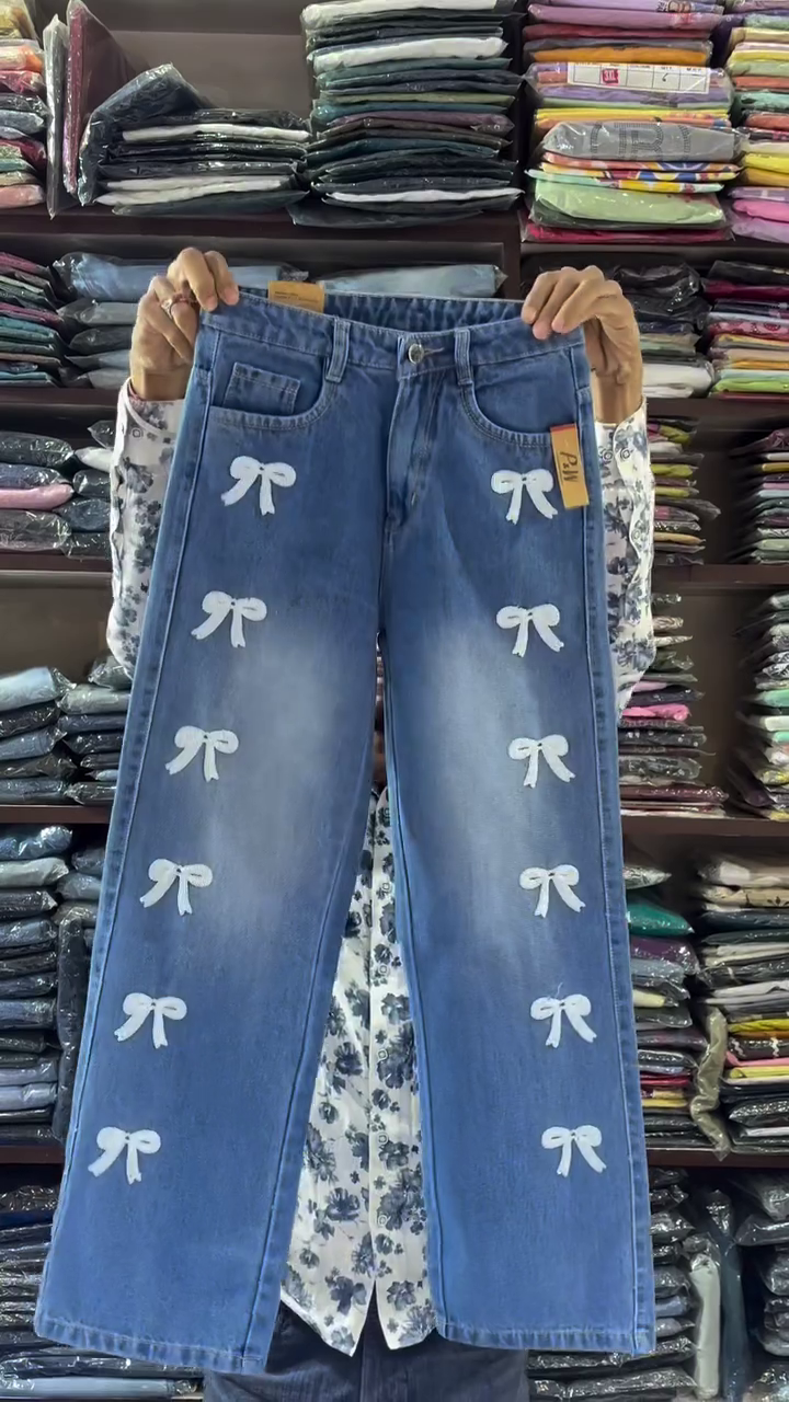 Grey Embellished Designer Denim - Image 2