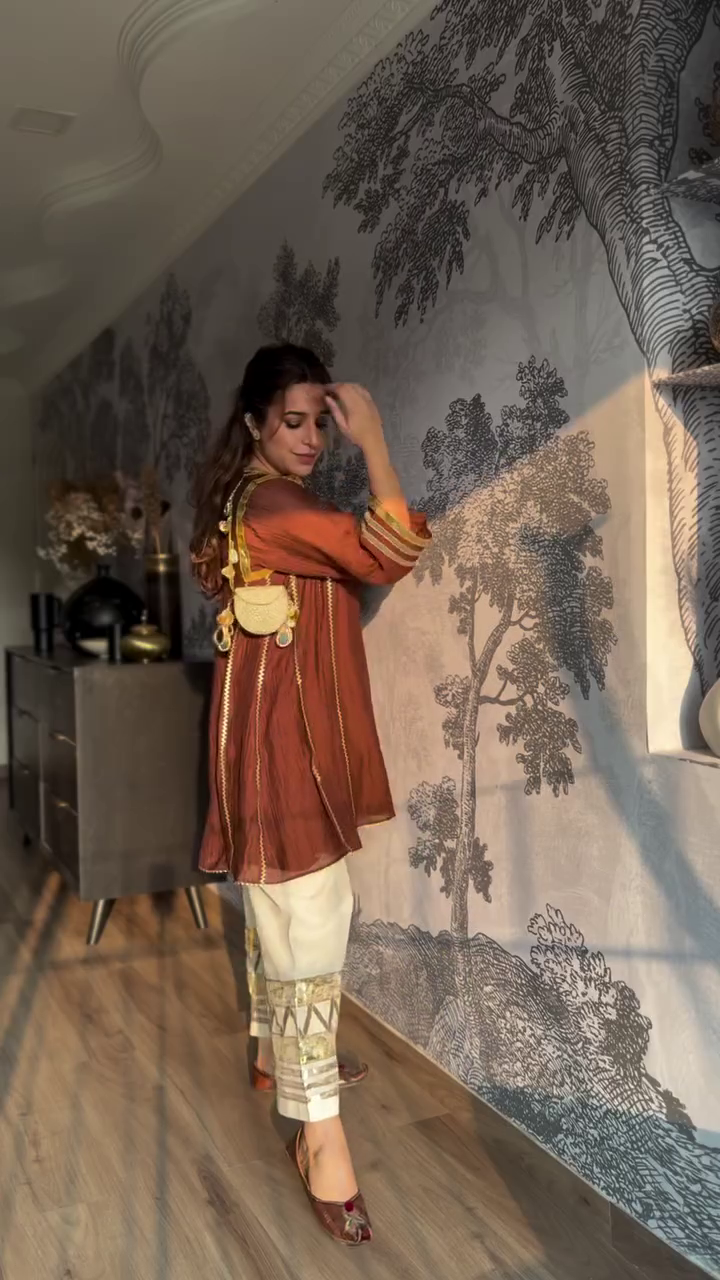 Rust Brown Kurta Palazzo Set - Image 2