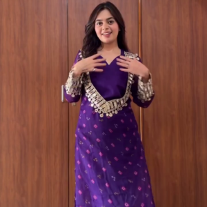 Purple Embroidered Designer Kurta