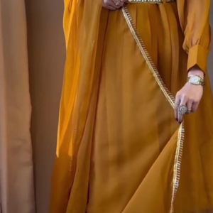 Royal Mustard Anarkali with Gold Embroidery