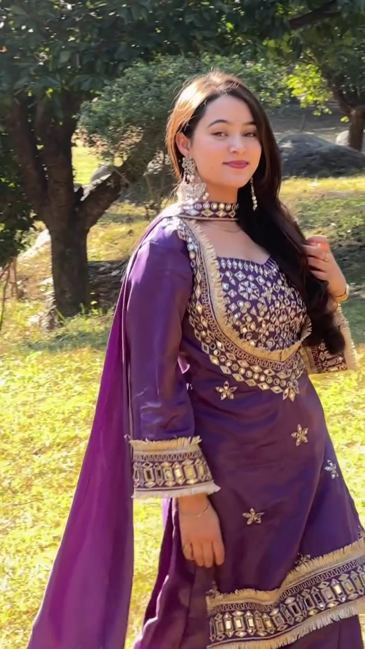 Glamorous Purple Embroidered Festive Suit - Image 2