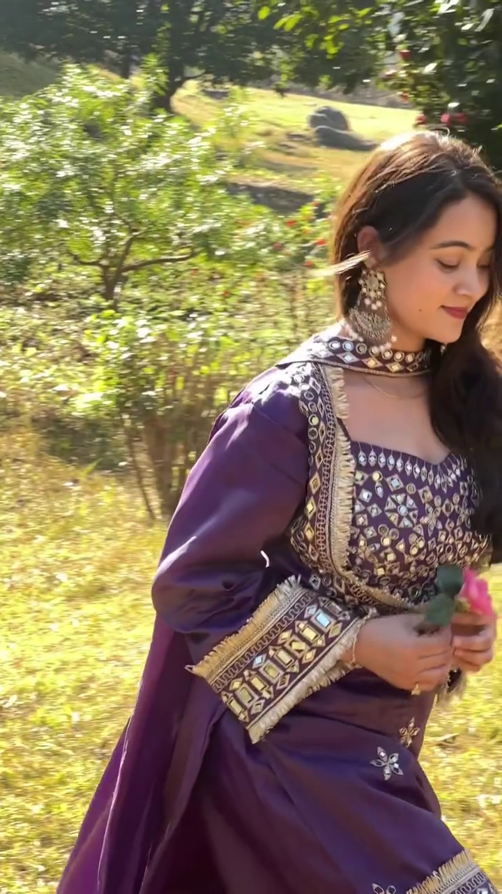 Glamorous Purple Embroidered Festive Suit - Image 4