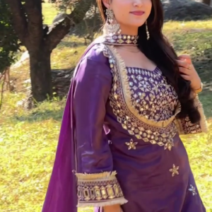 Glamorous Purple Embroidered Festive Suit