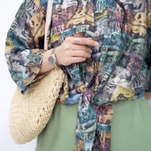 Artistic Printed Top with Stylish Front Tie Design