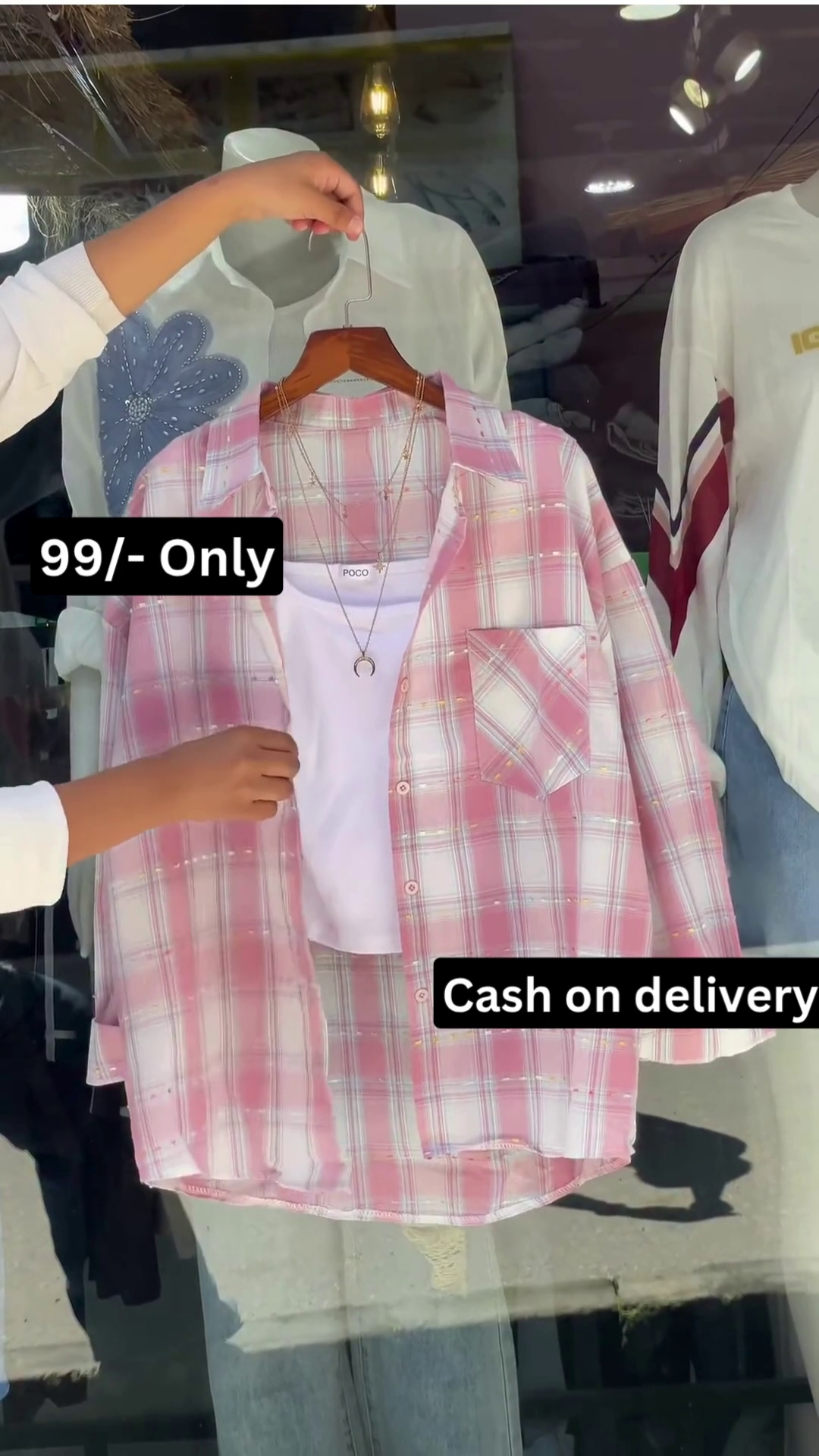 Trendy Pink Check Shirt Set – Casual Style Made Easy - Image 3
