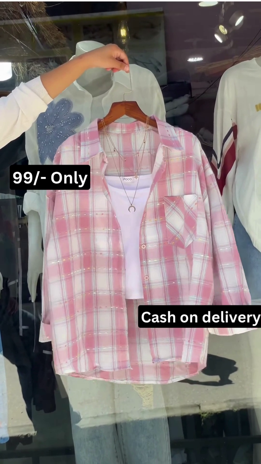 Trendy Pink Check Shirt Set – Casual Style Made Easy - Image 4