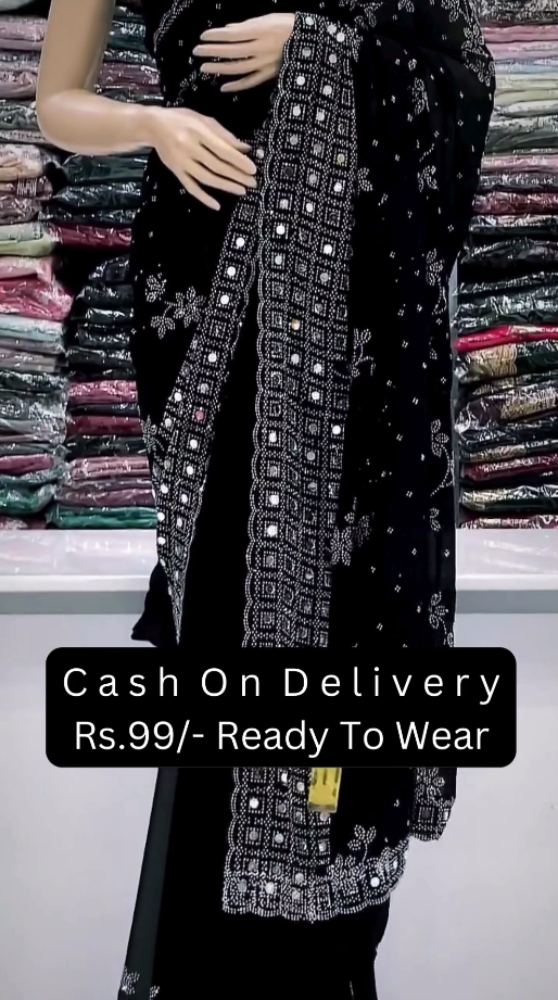 Classic Black Ready-to-Wear Saree – Easy, Elegant & Affordable - Image 2