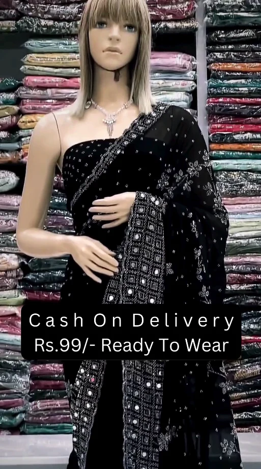 Classic Black Ready-to-Wear Saree – Easy, Elegant & Affordable - Image 3