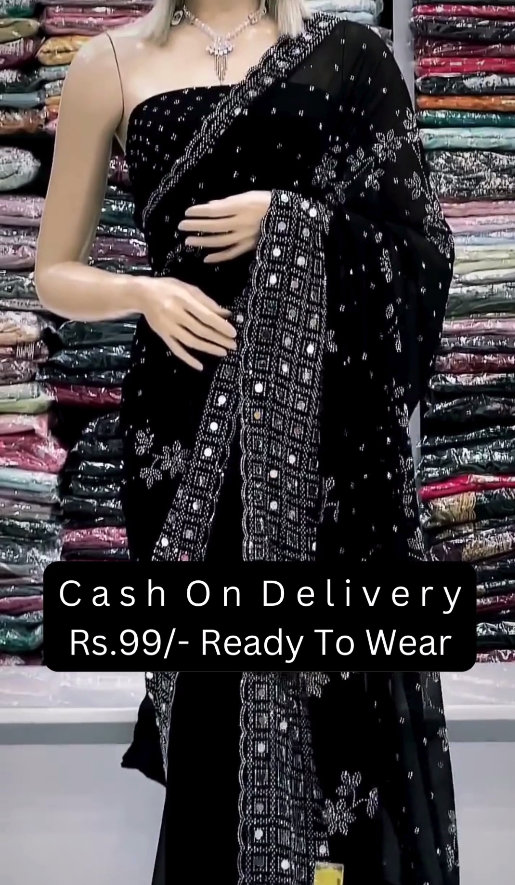 Classic Black Ready-to-Wear Saree – Easy, Elegant & Affordable - Image 4