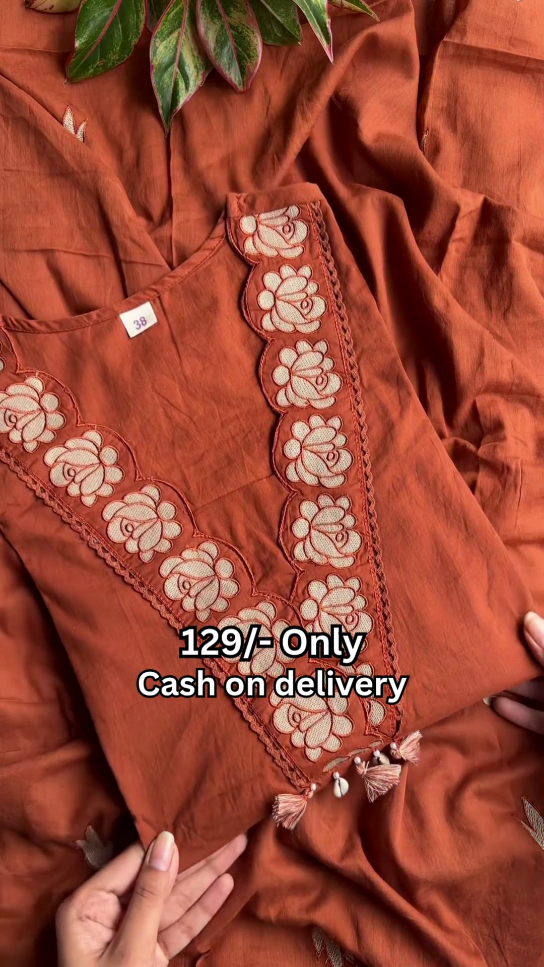 Stylish Rust Brown Kurta Set – Elegant Embroidery & Comfort - Image 3