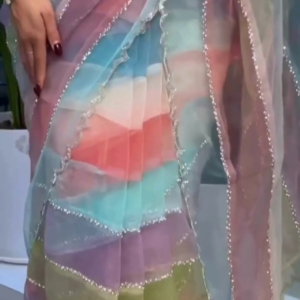 Premium Multicolor Organza Saree – Soft,  Stylish & Eye-Catching