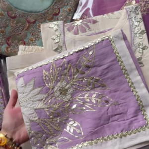 Lavender Embroidered Dress Material