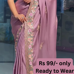 Elegant Pink Ready-to-Wear Saree – Glam Look