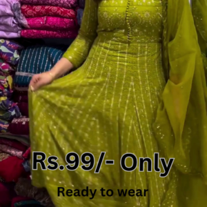 Trendy Green Anarkali Set – Stylish Ready-to-Wear