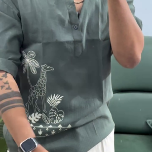 Men’s Stylish Olive Kurta – Minimal Ethnic Look with Modern Edge