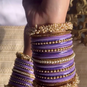 💜 Elegant Lavender Pearl Bangles