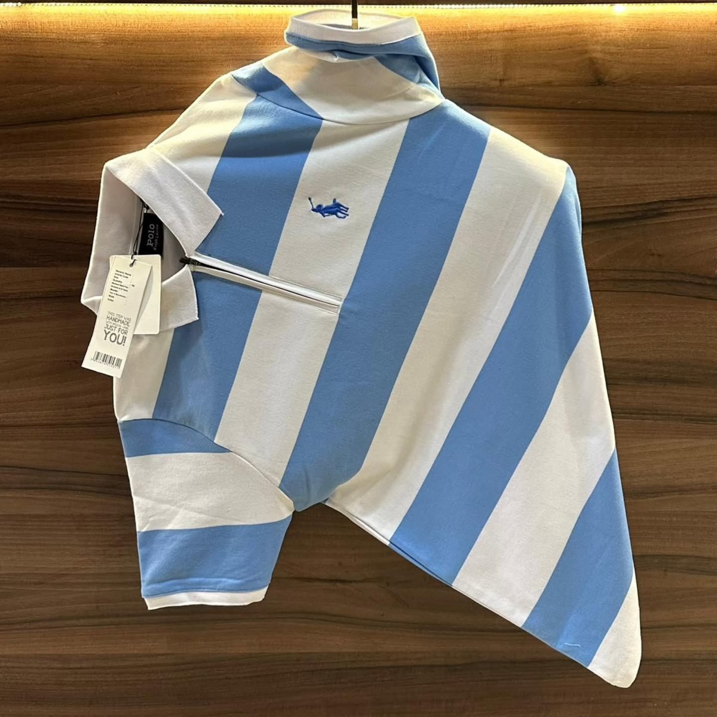 White Striped Men's Cotton Polo T-shirt